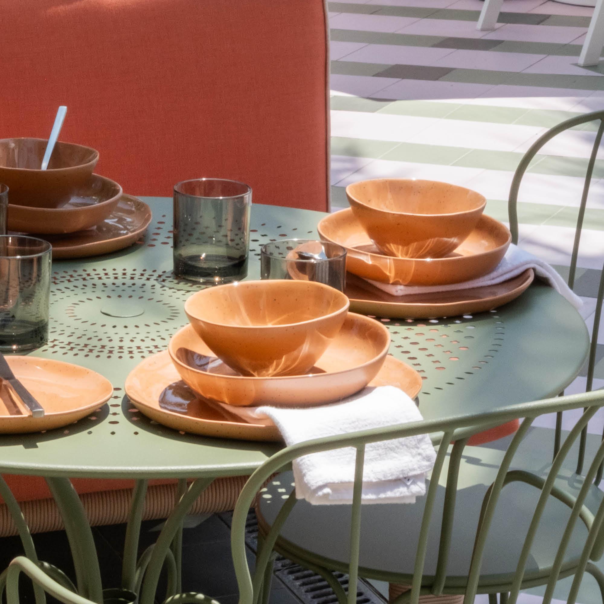 Sandia melamine dinnerware in adobo brown